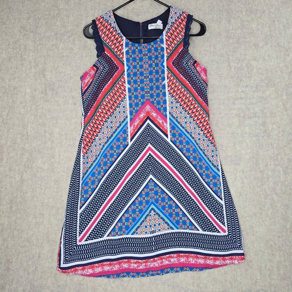 Sleeveless Geometric Print Shift Dress M By Lots Of Love